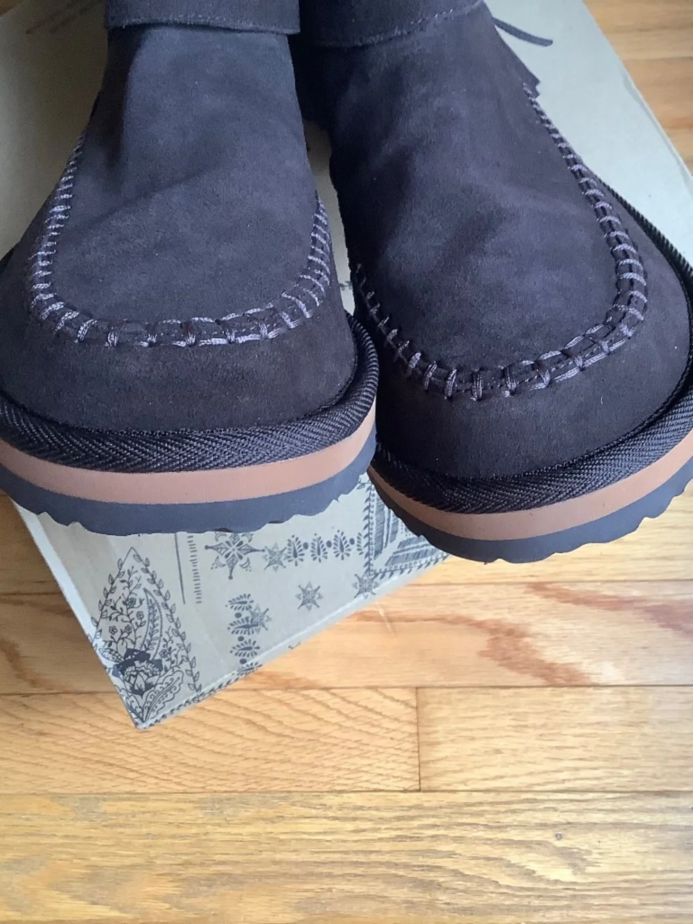 Free People Faye Fringe Suede And Faux Fur Boot Chocolate Brown SZ 9.5